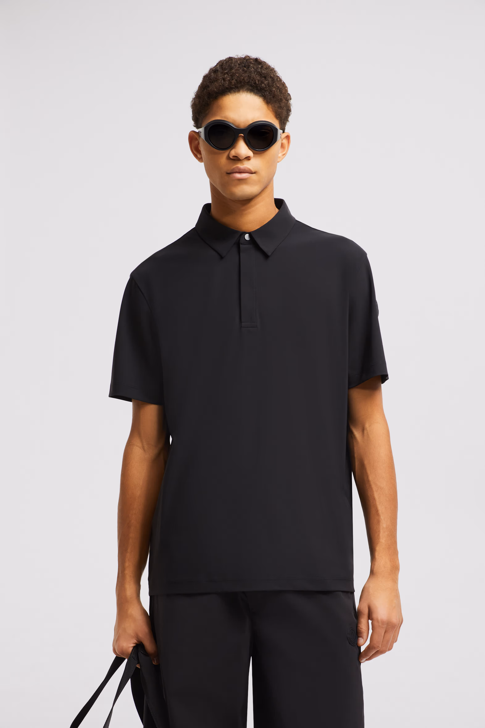 Logo Patch Polo Shirt Men Black Moncler 0